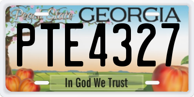 GA license plate PTE4327