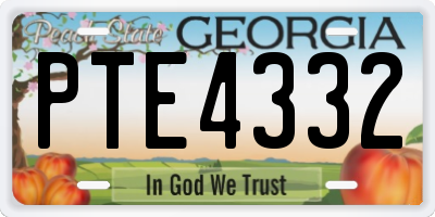 GA license plate PTE4332