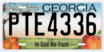 GA license plate PTE4336