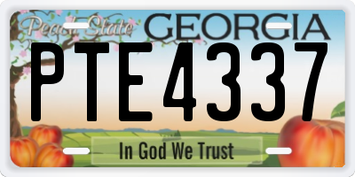 GA license plate PTE4337