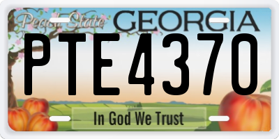 GA license plate PTE4370