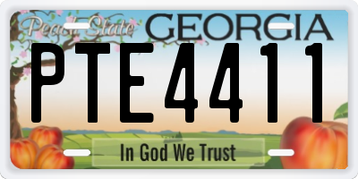 GA license plate PTE4411