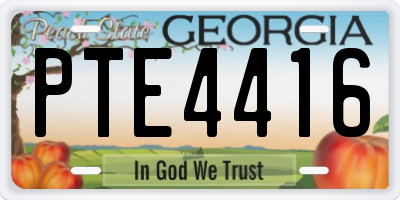 GA license plate PTE4416