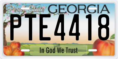 GA license plate PTE4418