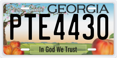 GA license plate PTE4430