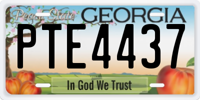 GA license plate PTE4437