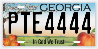 GA license plate PTE4444