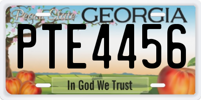 GA license plate PTE4456