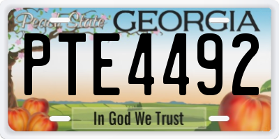 GA license plate PTE4492