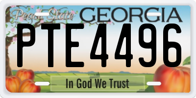 GA license plate PTE4496
