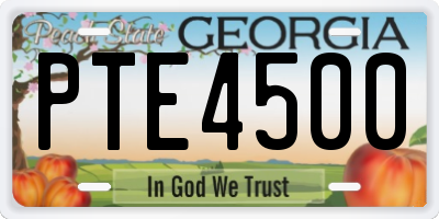 GA license plate PTE4500