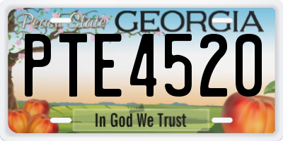 GA license plate PTE4520