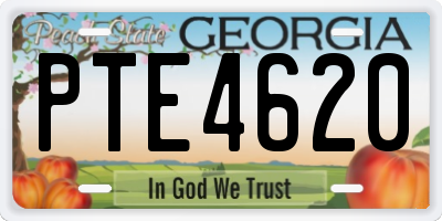 GA license plate PTE4620