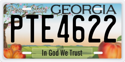 GA license plate PTE4622
