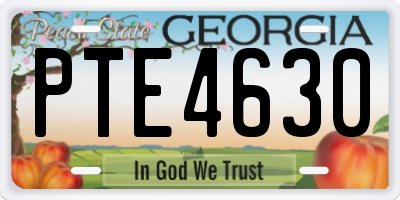 GA license plate PTE4630
