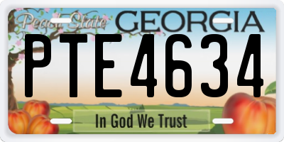 GA license plate PTE4634
