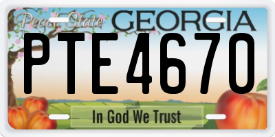 GA license plate PTE4670