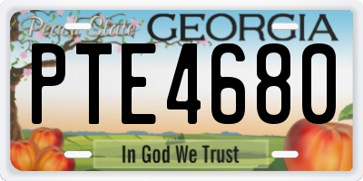 GA license plate PTE4680