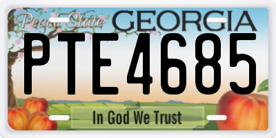 GA license plate PTE4685