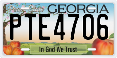 GA license plate PTE4706