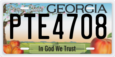 GA license plate PTE4708