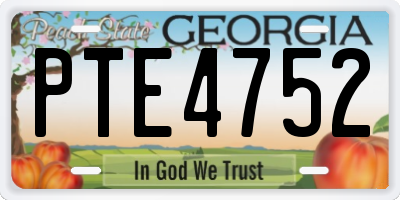 GA license plate PTE4752