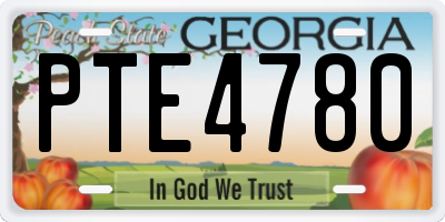 GA license plate PTE4780