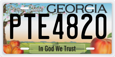 GA license plate PTE4820