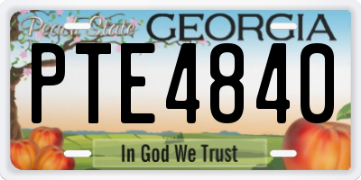 GA license plate PTE4840