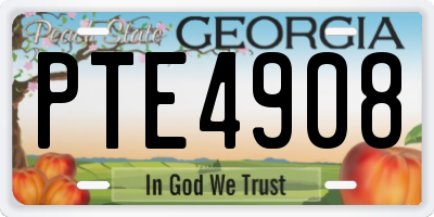 GA license plate PTE4908