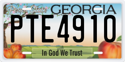 GA license plate PTE4910