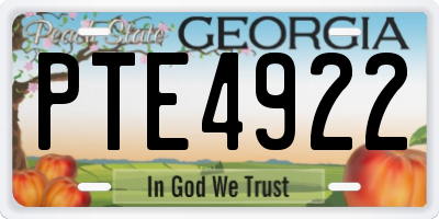 GA license plate PTE4922