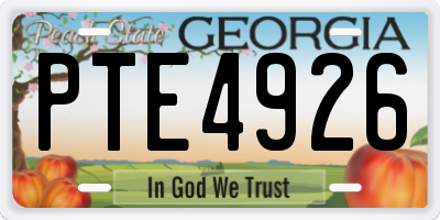 GA license plate PTE4926