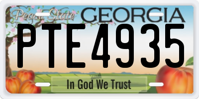 GA license plate PTE4935