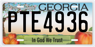GA license plate PTE4936