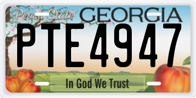 GA license plate PTE4947
