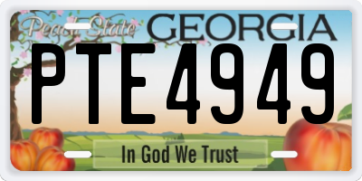 GA license plate PTE4949