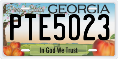 GA license plate PTE5023