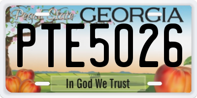 GA license plate PTE5026