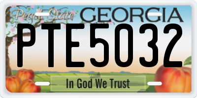 GA license plate PTE5032