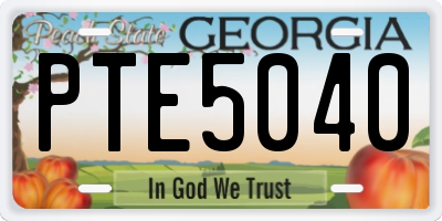 GA license plate PTE5040