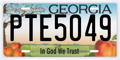 GA license plate PTE5049