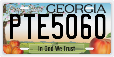 GA license plate PTE5060