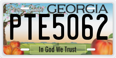 GA license plate PTE5062