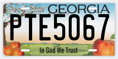 GA license plate PTE5067