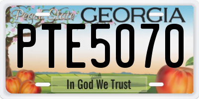 GA license plate PTE5070