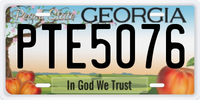 GA license plate PTE5076