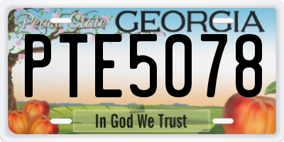 GA license plate PTE5078