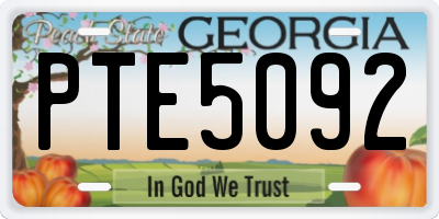 GA license plate PTE5092