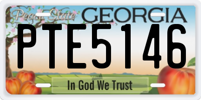 GA license plate PTE5146
